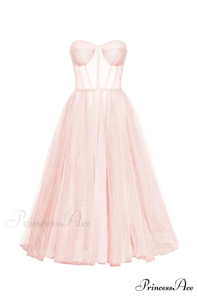 All For Love Trendy Strapless Tulle Midi Dress - Image 12