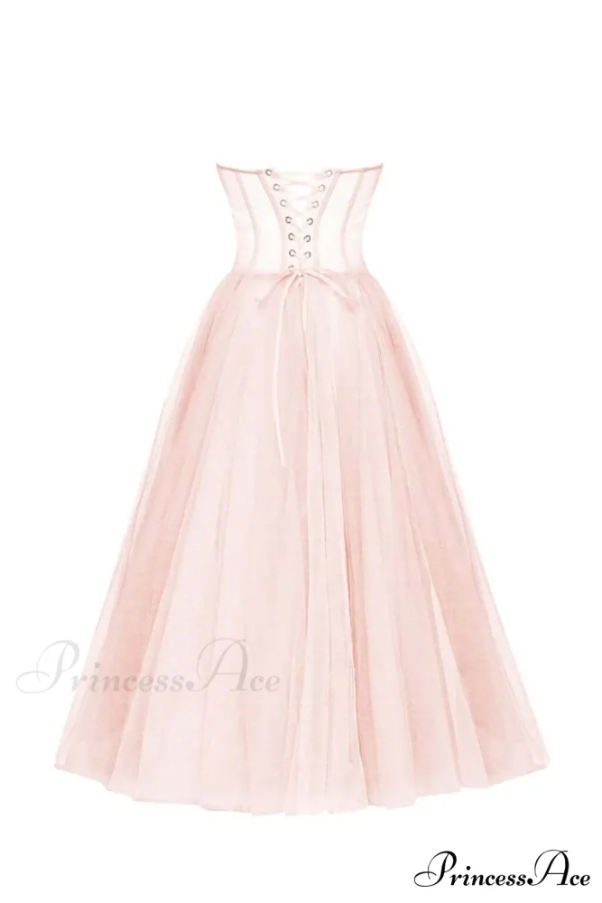 All For Love Trendy Strapless Tulle Midi Dress - Image 13