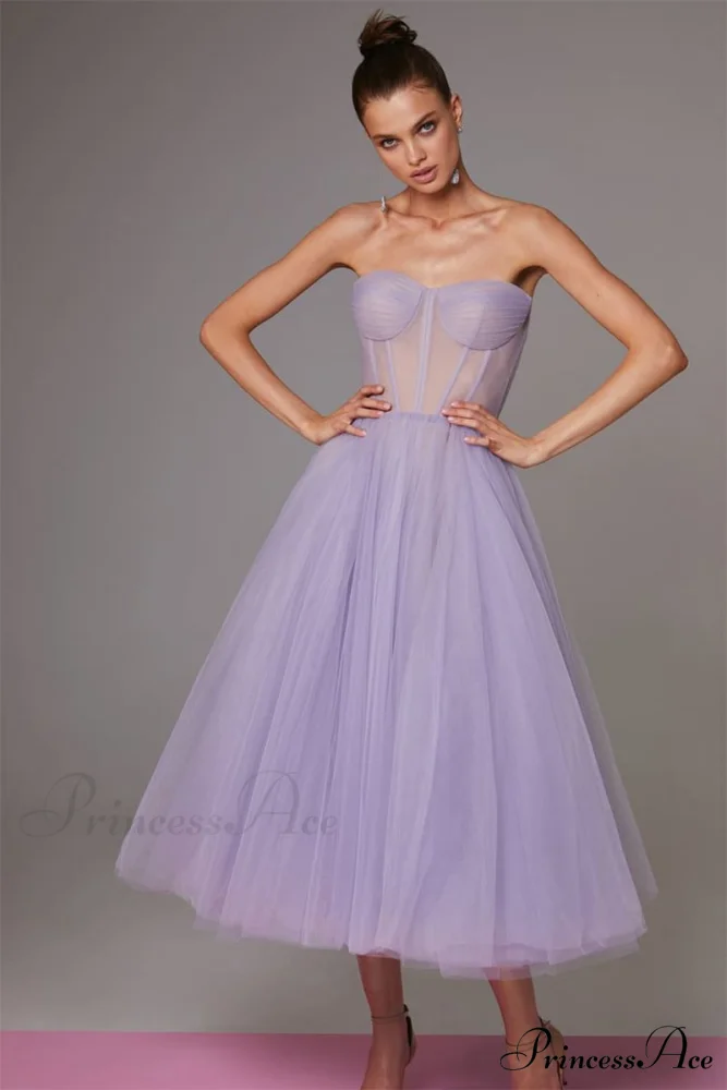All For Love Trendy Strapless Tulle Midi Dress - Image 14