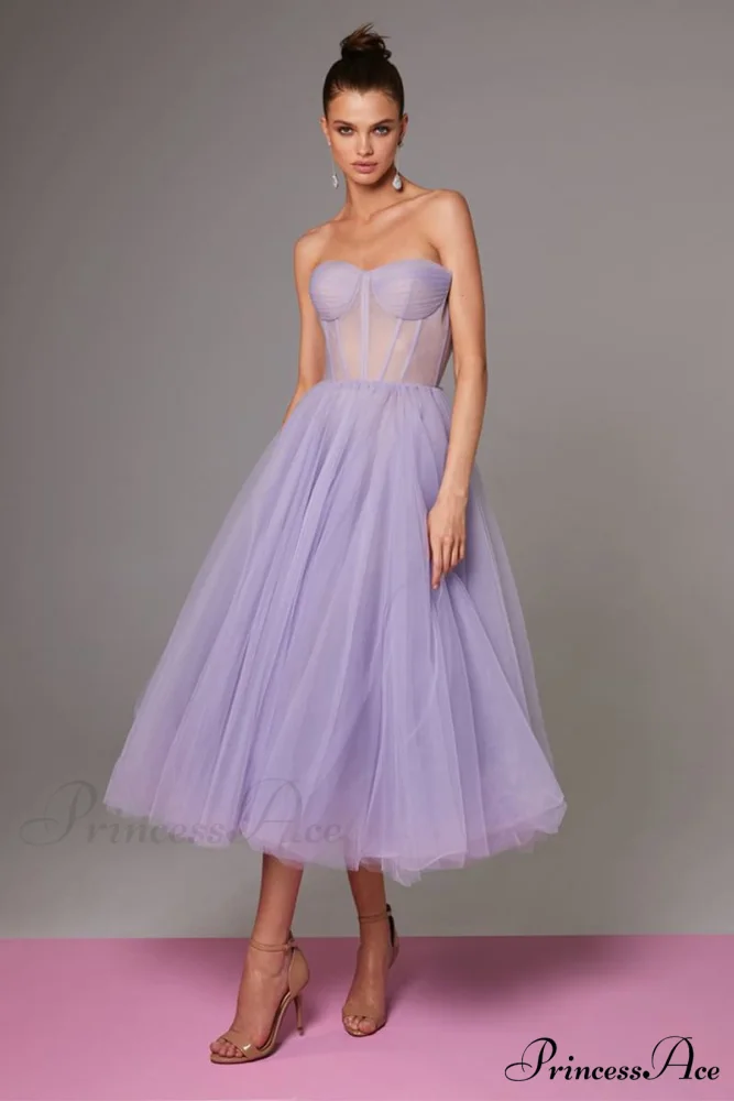 All For Love Trendy Strapless Tulle Midi Dress - Image 15