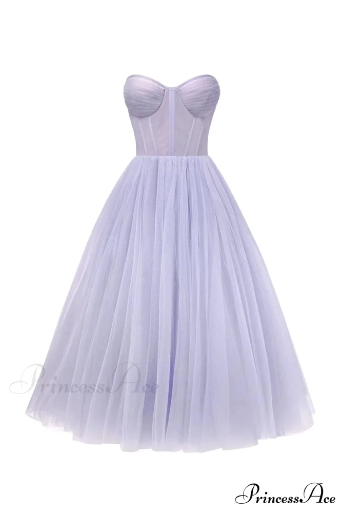 All For Love Trendy Strapless Tulle Midi Dress - Image 18