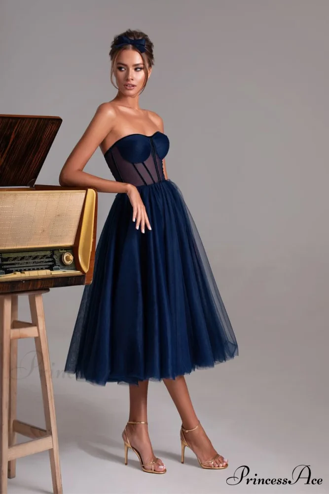 All For Love Trendy Strapless Tulle Midi Dress - Image 22