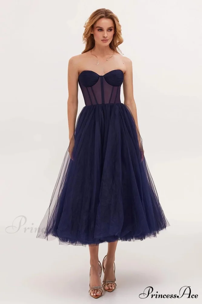 All For Love Trendy Strapless Tulle Midi Dress - Image 24