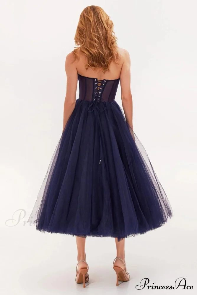 All For Love Trendy Strapless Tulle Midi Dress - Image 25