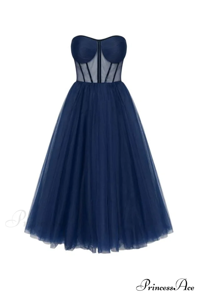 All For Love Trendy Strapless Tulle Midi Dress - Image 26