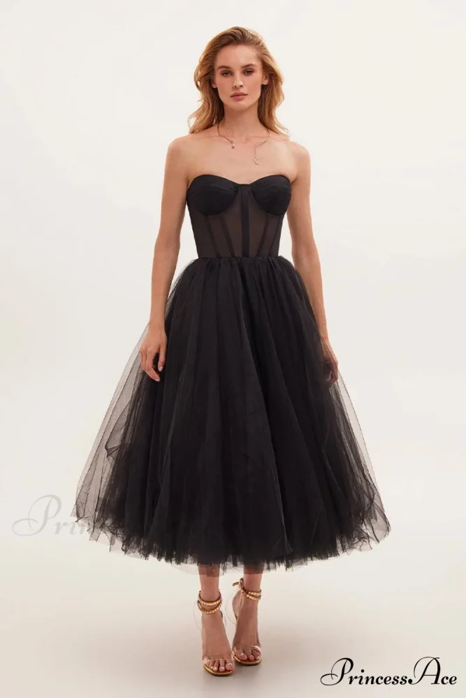 All For Love Trendy Strapless Tulle Midi Dress - Image 31
