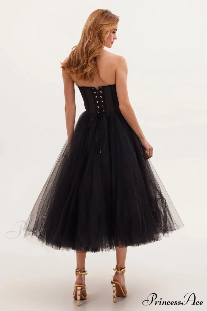 All For Love Trendy Strapless Tulle Midi Dress - Image 32