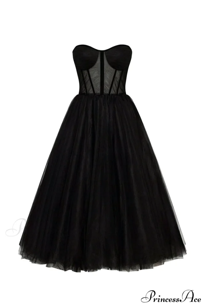 All For Love Trendy Strapless Tulle Midi Dress - Image 34
