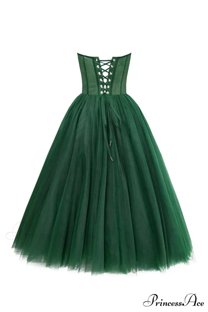 All For Love Trendy Strapless Tulle Midi Dress - Image 5