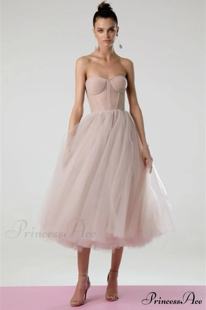 All For Love Trendy Strapless Tulle Midi Dress - Image 7