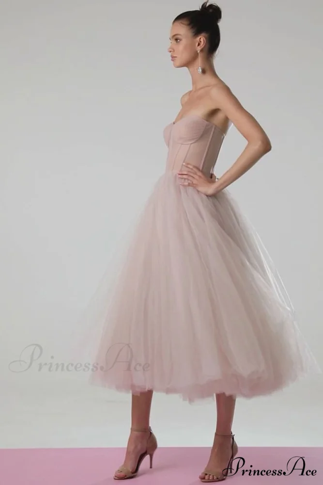 All For Love Trendy Strapless Tulle Midi Dress - Image 8