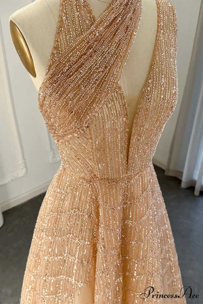 Lifelong Romance Beaded Trendy Sequin Halter Maxi Dress - Image 10