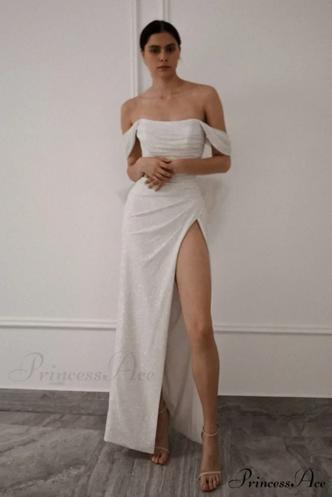 Jenny Sparkly Off-the-Shoulder Trendy Bow Back Maxi Dress - Image 4