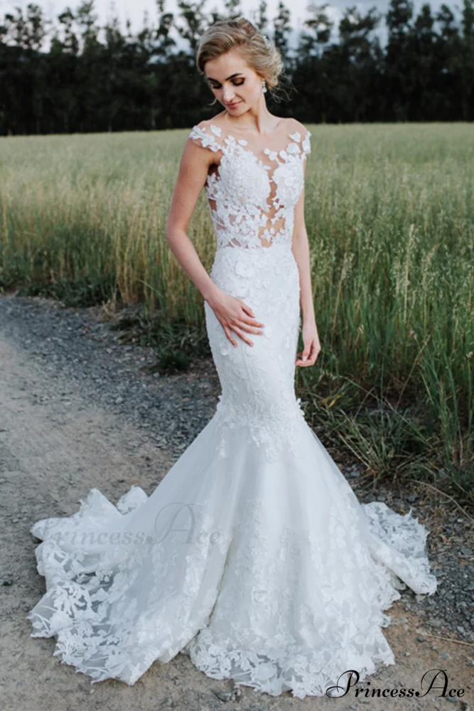 Promised Love Lace Trendy Mermaid Wedding Dress - Image 11