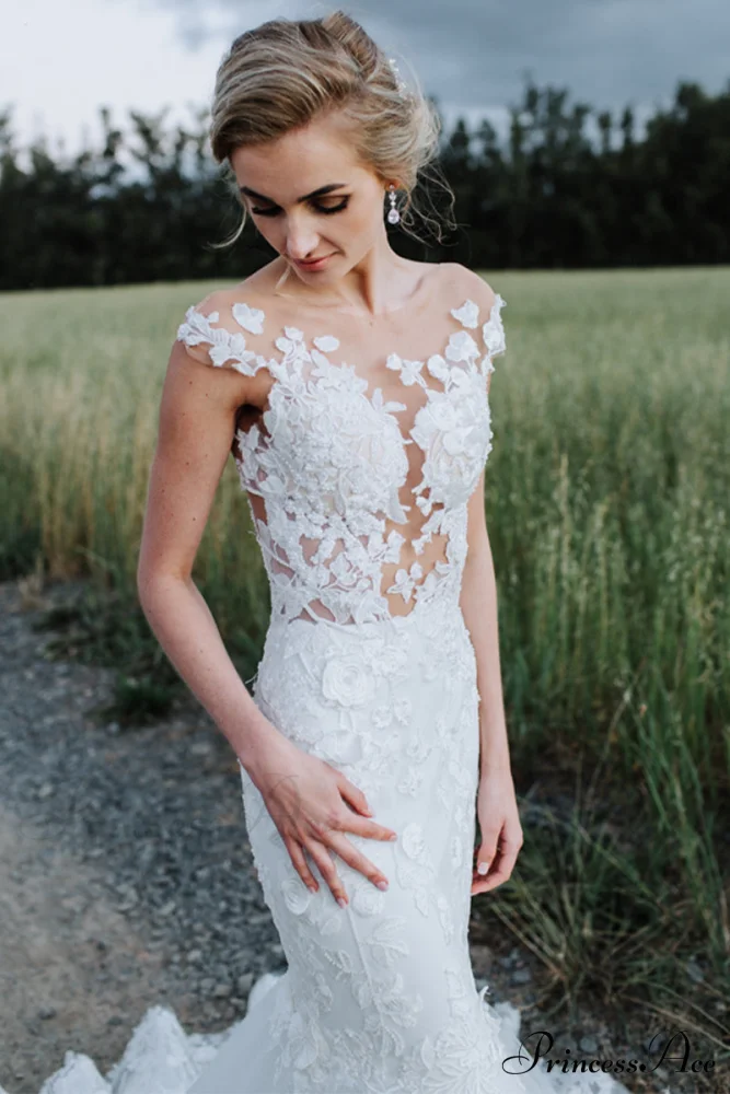 Promised Love Lace Trendy Mermaid Wedding Dress - Image 12