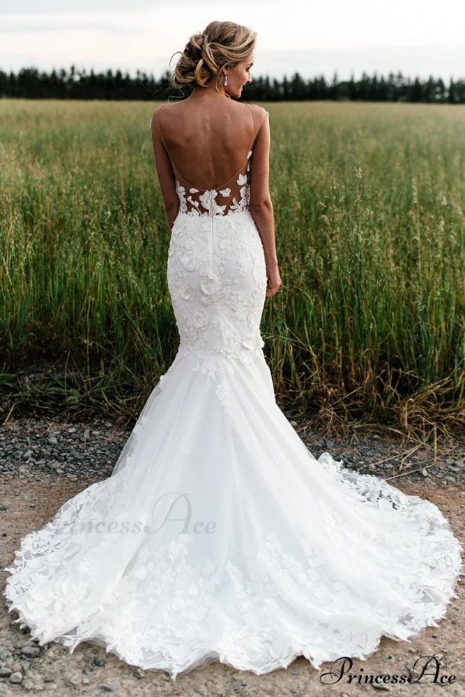 Promised Love Lace Trendy Mermaid Wedding Dress - Image 13