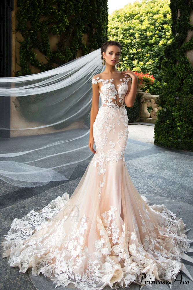 Promised Love Lace Trendy Mermaid Wedding Dress - Image 4