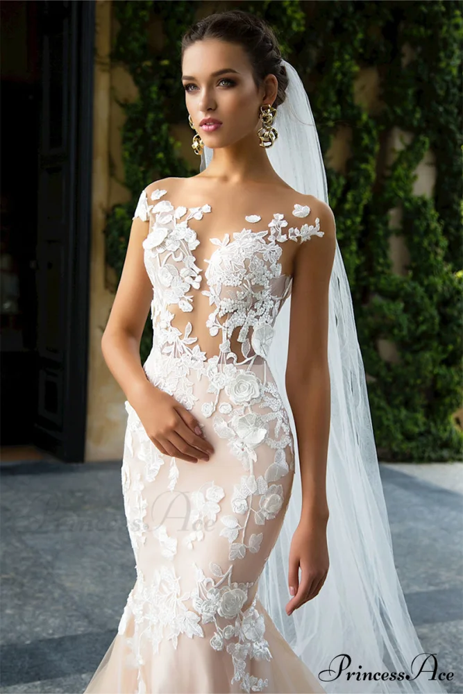 Promised Love Lace Trendy Mermaid Wedding Dress - Image 7
