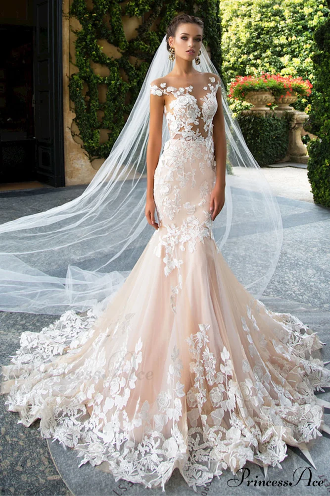Promised Love Lace Trendy Mermaid Wedding Dress - Image 9