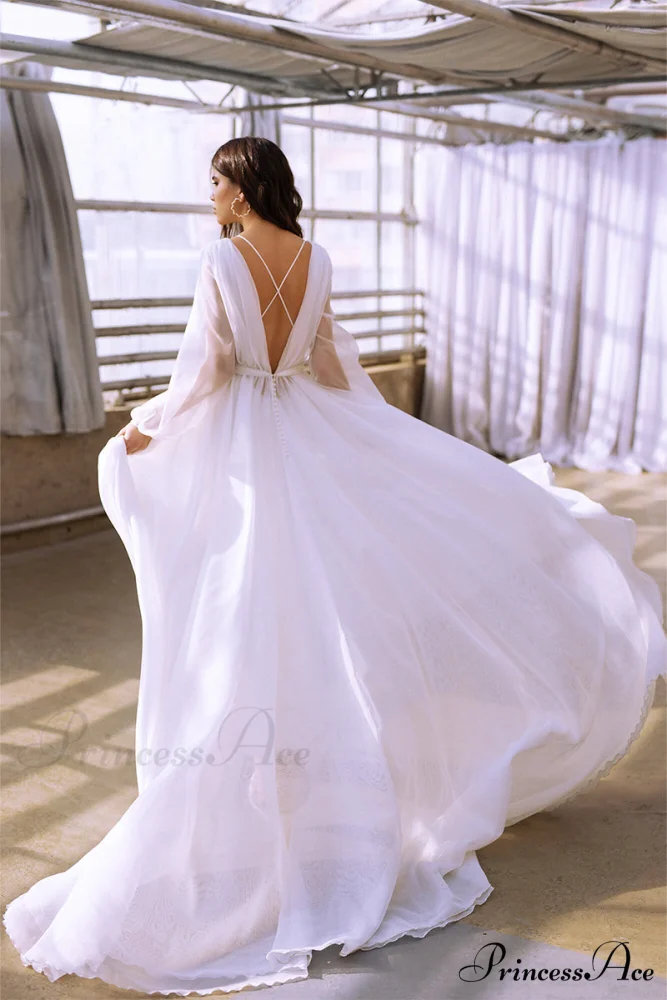 Jasmine Long Graceful Sleeve Wedding Gown - Image 2