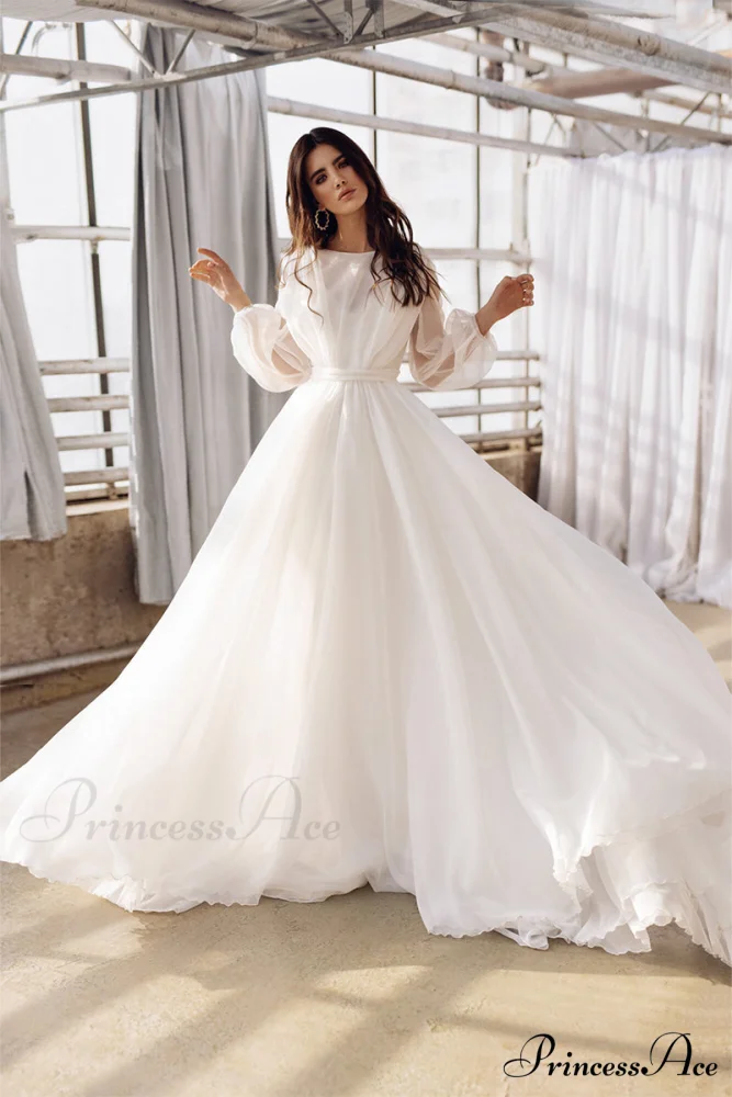 Jasmine Long Graceful Sleeve Wedding Gown - Image 8
