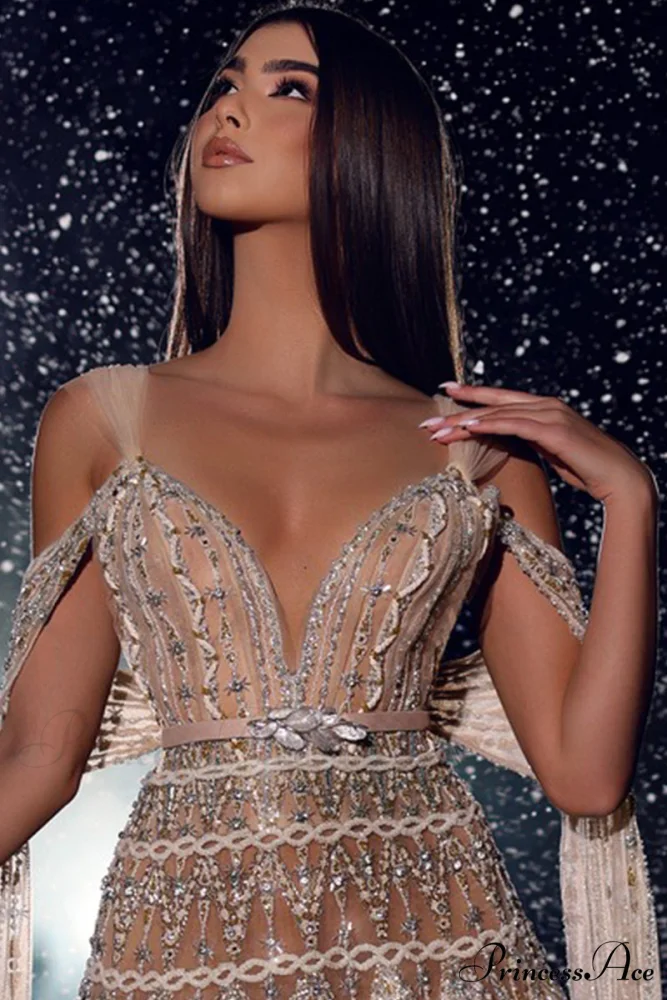 Jasmin Bead-Embellished Graceful Tulle Midi Dress - Image 4