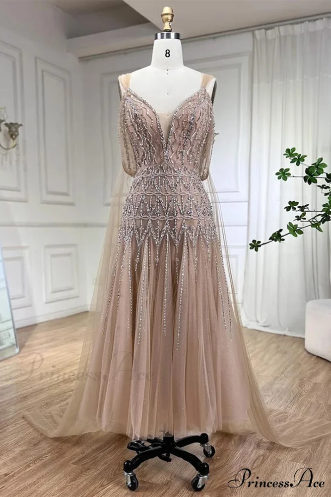 Jasmin Bead-Embellished Graceful Tulle Midi Dress - Image 6