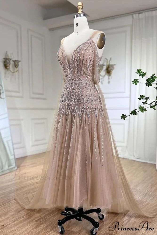 Jasmin Bead-Embellished Graceful Tulle Midi Dress - Image 7