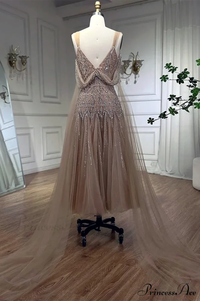 Jasmin Bead-Embellished Graceful Tulle Midi Dress - Image 8