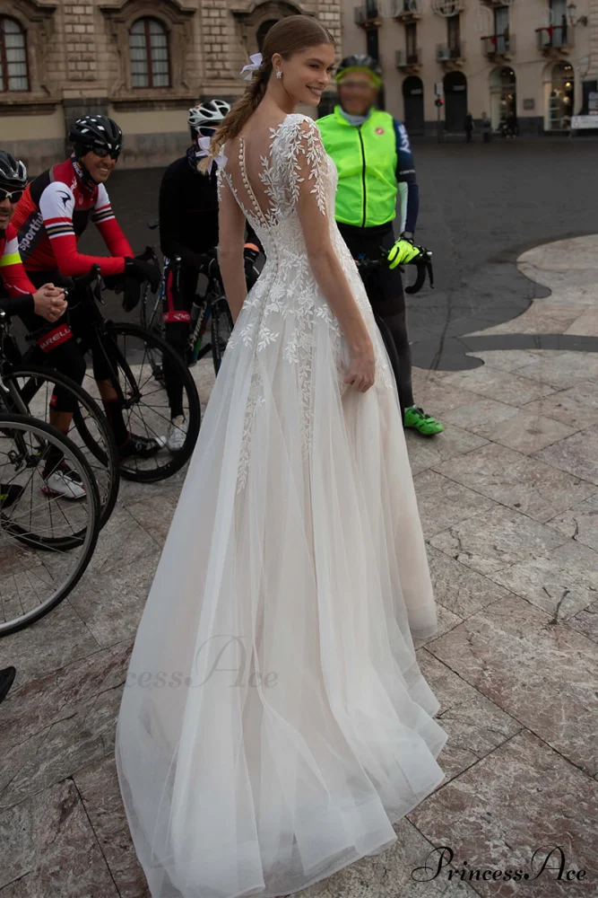 Hearst Lace Applique Trendy A-Line Tulle Wedding Dress - Image 2