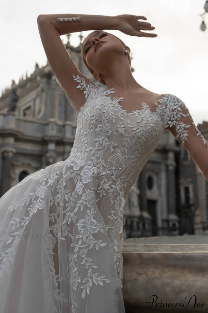 Hearst Lace Applique Trendy A-Line Tulle Wedding Dress - Image 3