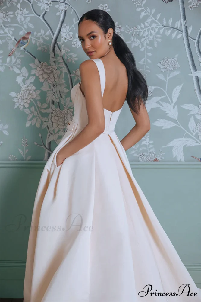 Charlotte Satin Graceful A-Line Wedding Dress - Image 8