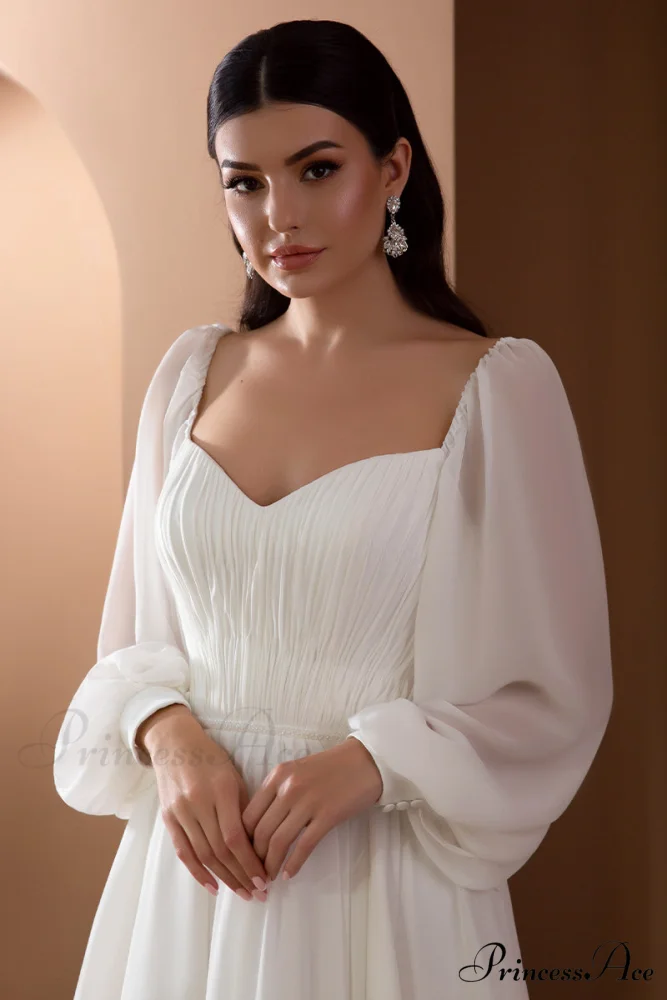 Louise A-Line Graceful Chiffon Wedding Dress - Image 4