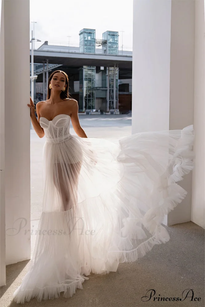 Everlasting Love Strapless Trendy A-Line Sheer Wedding Dress - Image 2