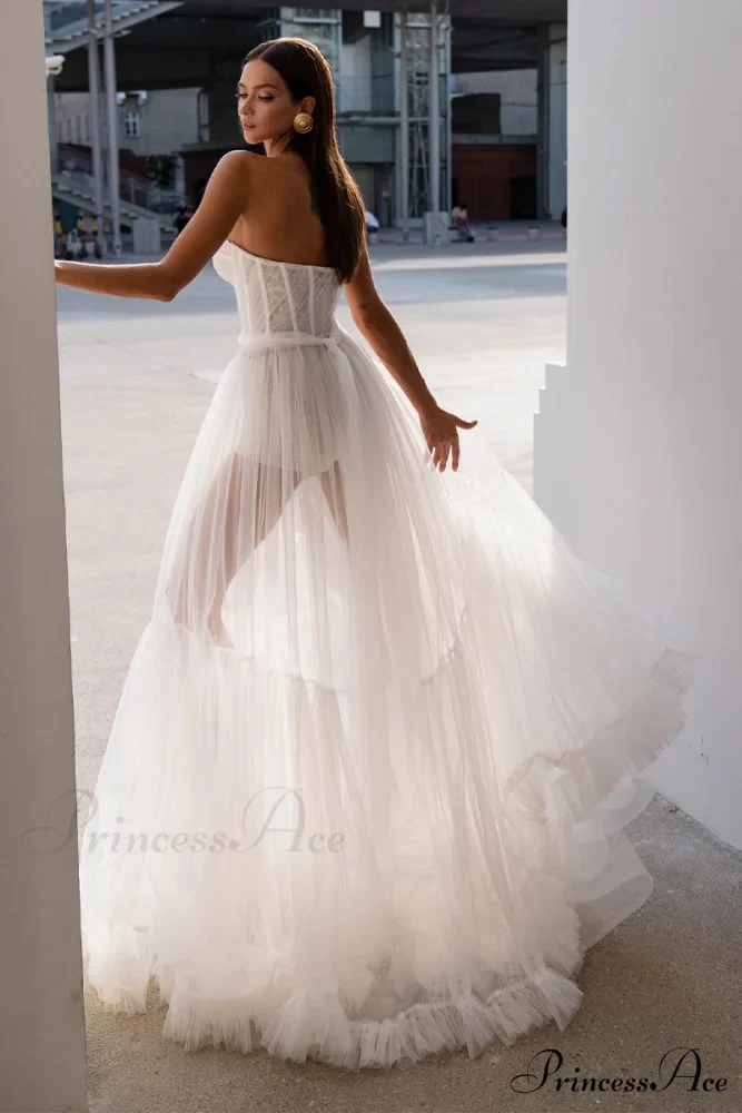 Everlasting Love Strapless Trendy A-Line Sheer Wedding Dress - Image 3