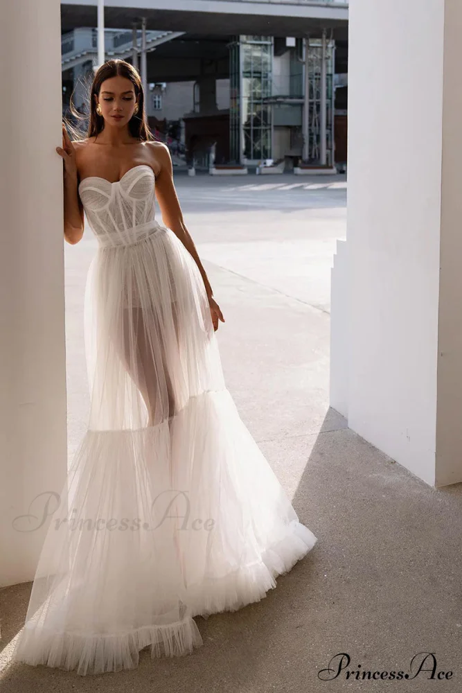 Everlasting Love Strapless Trendy A-Line Sheer Wedding Dress - Image 4