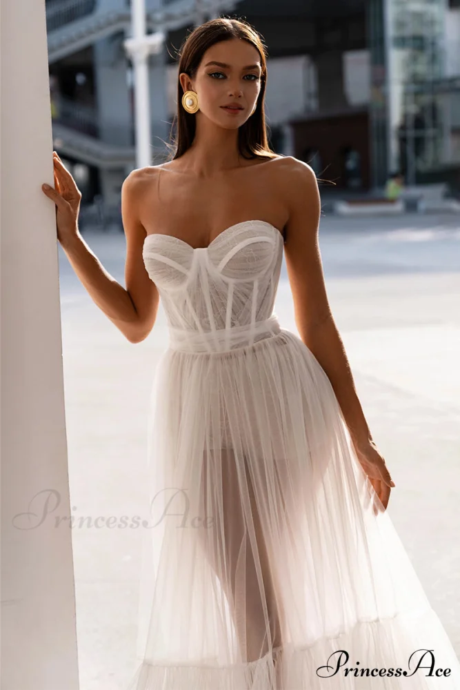 Everlasting Love Strapless Trendy A-Line Sheer Wedding Dress - Image 5