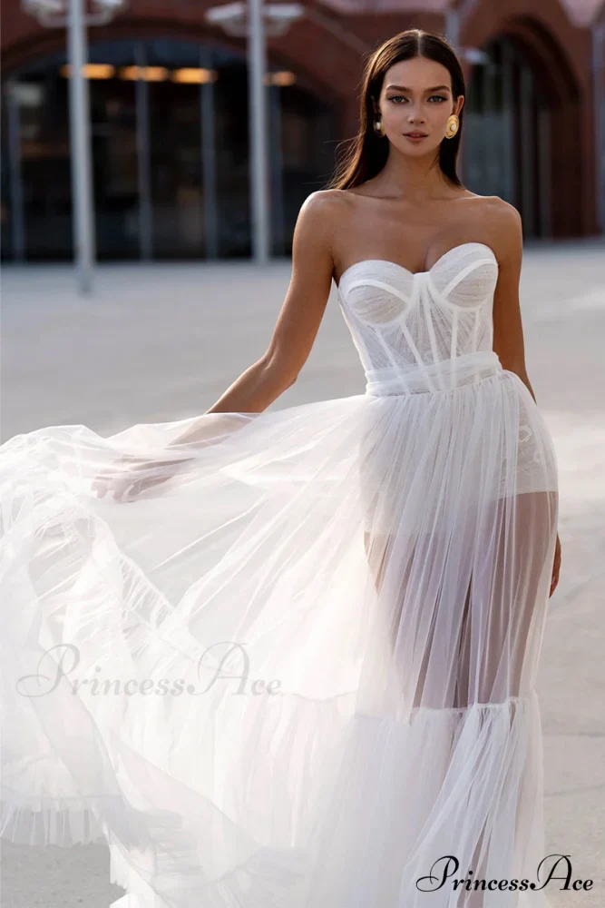 Everlasting Love Strapless Trendy A-Line Sheer Wedding Dress - Image 6