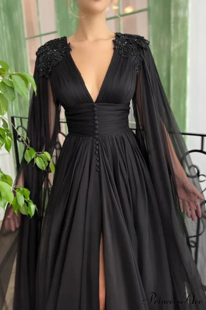 Love Story Graceful Midnight Black Gown - Image 4