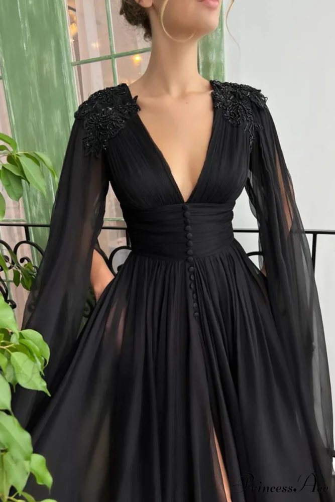 Love Story Graceful Midnight Black Gown - Image 7