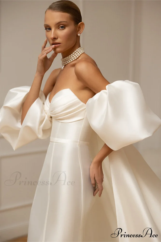 Passionate Love Strapless Trendy Satin Wedding Gown - Image 11
