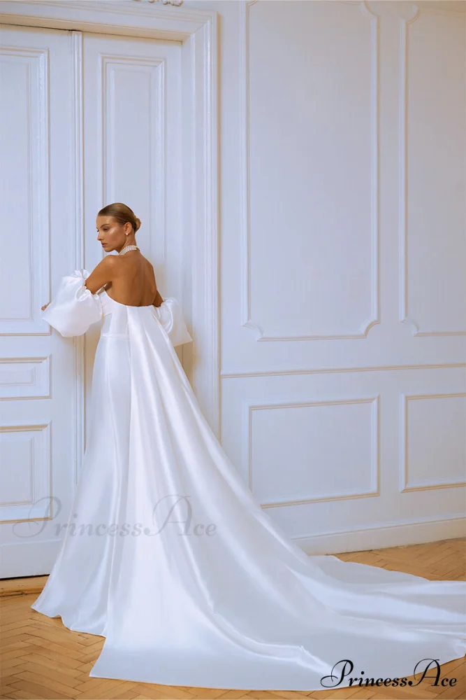 Passionate Love Strapless Trendy Satin Wedding Gown - Image 3