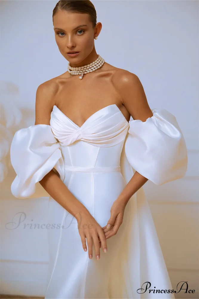 Passionate Love Strapless Trendy Satin Wedding Gown - Image 4
