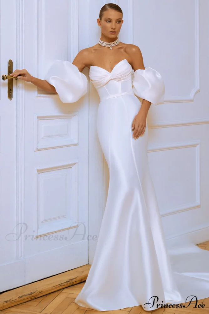 Passionate Love Strapless Trendy Satin Wedding Gown - Image 6
