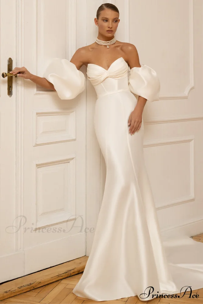 Passionate Love Strapless Trendy Satin Wedding Gown - Image 7