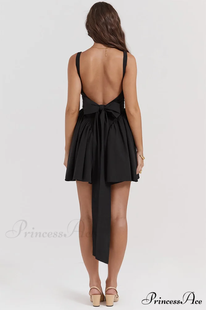 Monterey Cypress White Trendy Bow Mini Dress - Image 28