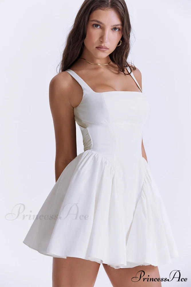 Monterey Cypress White Trendy Bow Mini Dress - Image 6
