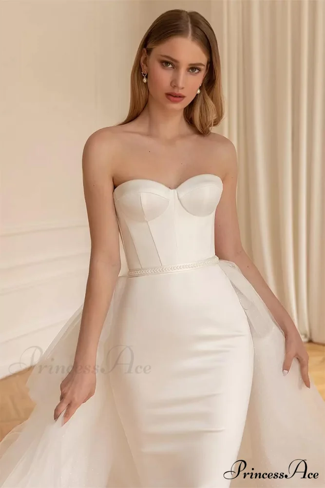 Everlasting Affection Strapless Trendy Satin Wedding Dress - Image 7