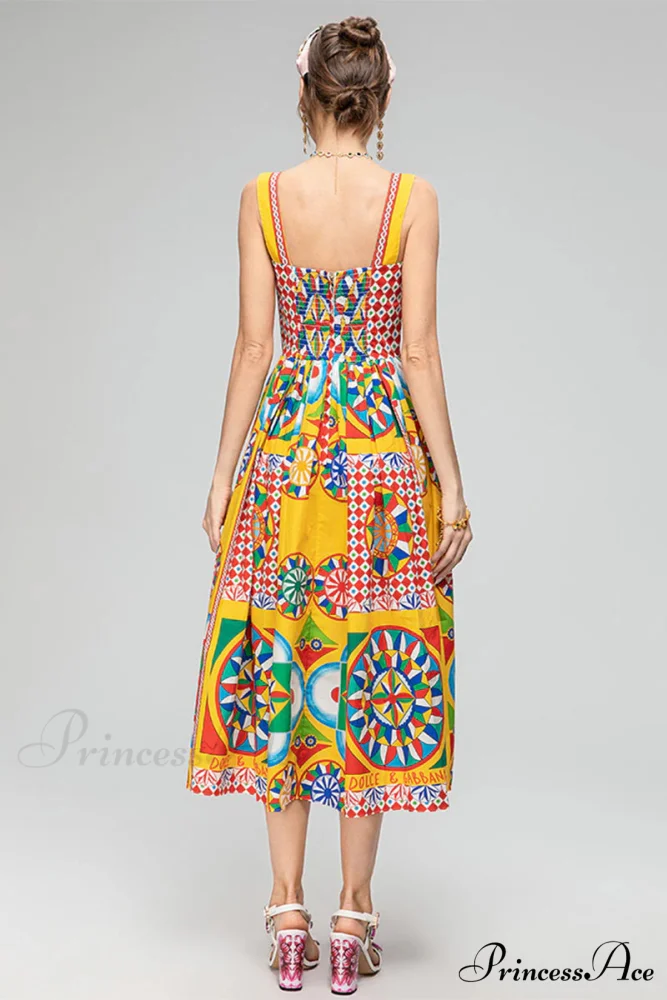 Chasing Sun Carretto Trendy Print Bustier Midi Dress - Image 3