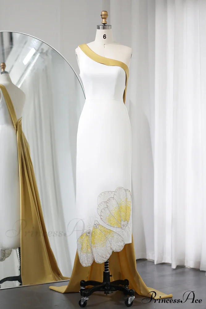 Ameena Beaded Graceful One-Shoulder Midi Dress - Image 10